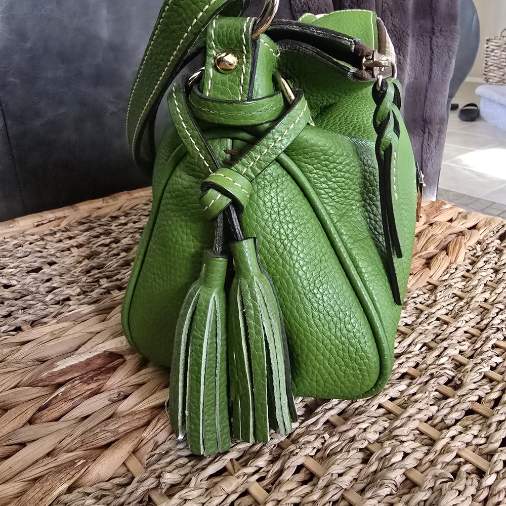 Dooney & Bourke Lime/Grass Green Pebbled Leather Small Satchel Shoulder Bag - Picture 4 of 17